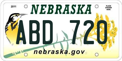 NE license plate ABD720