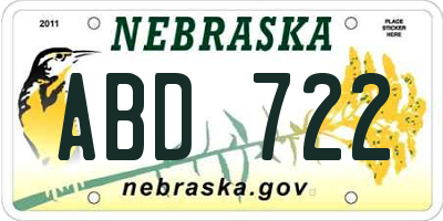 NE license plate ABD722