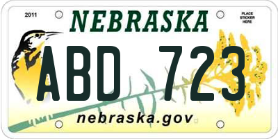 NE license plate ABD723