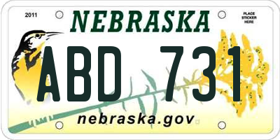 NE license plate ABD731