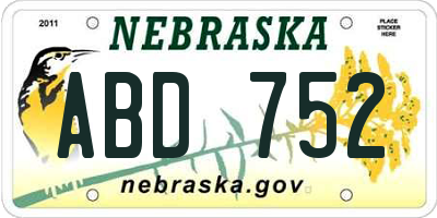 NE license plate ABD752