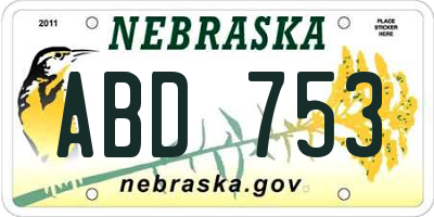 NE license plate ABD753