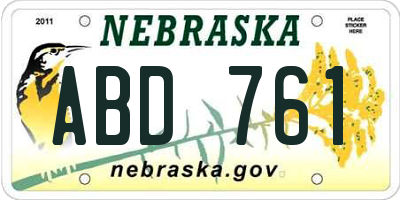 NE license plate ABD761