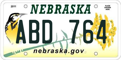 NE license plate ABD764