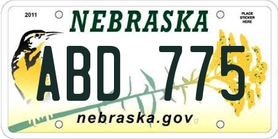 NE license plate ABD775