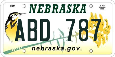 NE license plate ABD787