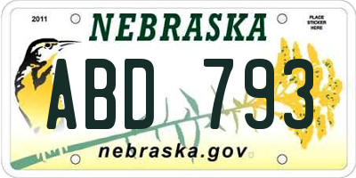 NE license plate ABD793