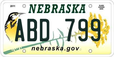 NE license plate ABD799