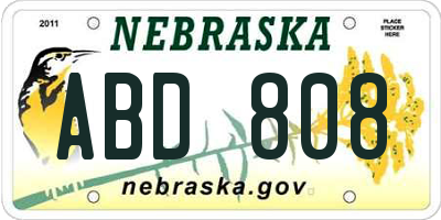 NE license plate ABD808