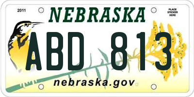 NE license plate ABD813