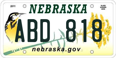 NE license plate ABD818