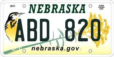 NE license plate ABD820