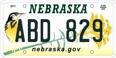 NE license plate ABD829