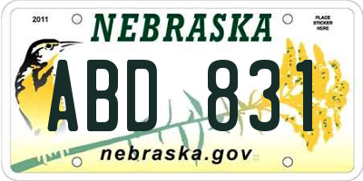 NE license plate ABD831