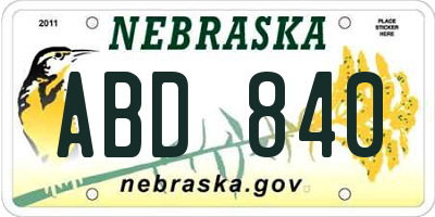 NE license plate ABD840