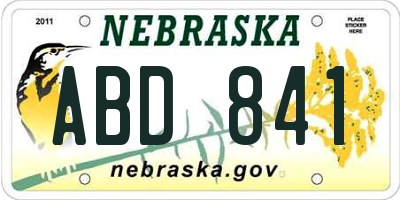 NE license plate ABD841