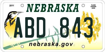 NE license plate ABD843