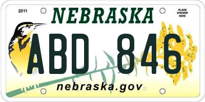 NE license plate ABD846