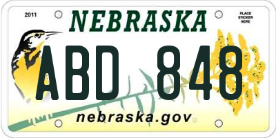 NE license plate ABD848