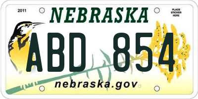 NE license plate ABD854