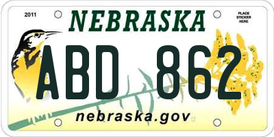 NE license plate ABD862