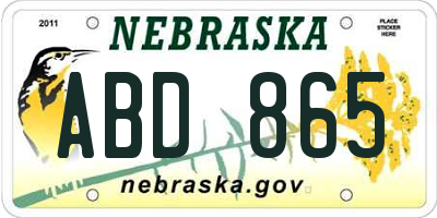 NE license plate ABD865