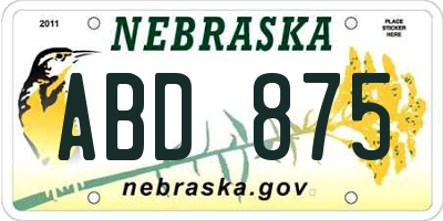 NE license plate ABD875