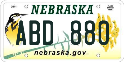 NE license plate ABD880