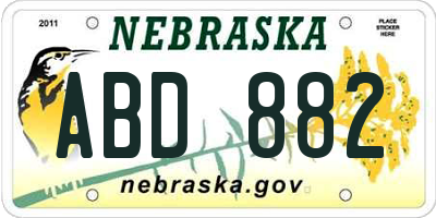 NE license plate ABD882