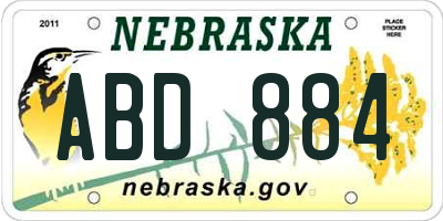NE license plate ABD884