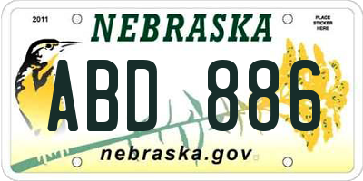 NE license plate ABD886