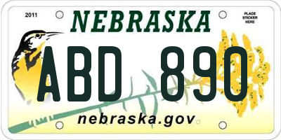 NE license plate ABD890