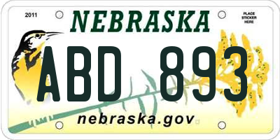 NE license plate ABD893