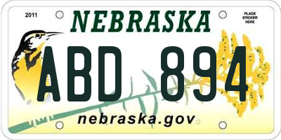 NE license plate ABD894