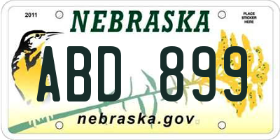 NE license plate ABD899