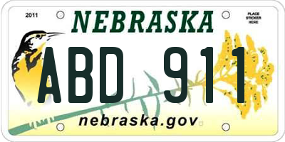 NE license plate ABD911