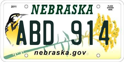 NE license plate ABD914