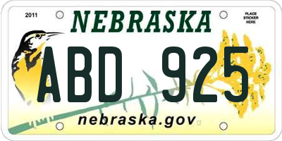 NE license plate ABD925