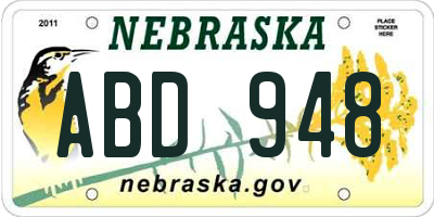 NE license plate ABD948