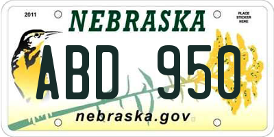 NE license plate ABD950