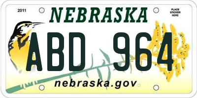 NE license plate ABD964