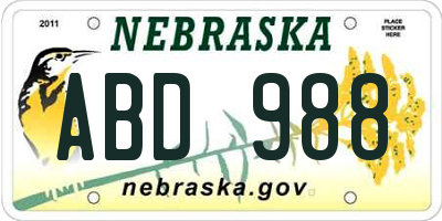 NE license plate ABD988