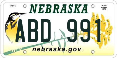 NE license plate ABD991