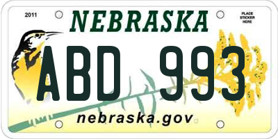 NE license plate ABD993