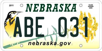 NE license plate ABE031
