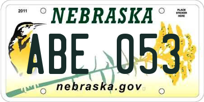 NE license plate ABE053
