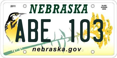 NE license plate ABE103