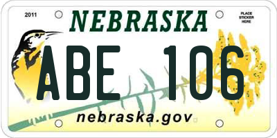 NE license plate ABE106