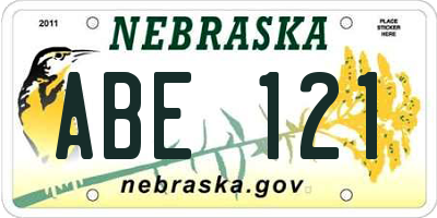 NE license plate ABE121