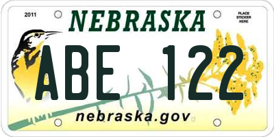 NE license plate ABE122